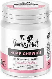Pooch & Mutt Calming Chews Natural Supplement Treats for Anxious or Excitable Dogs 60 Chicken-Flavoured Chews with Hemp, Collagen & Omega 3 Grain-Free & Junk-Free (All Ages)