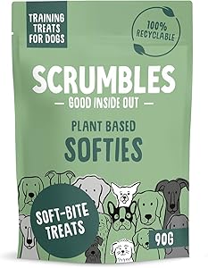 Scrumbles Softies Plant-Based Dog Training Treats (90g) Grain-Free, Low-Fat, Hypoallergenic Bites for All Ages Eco-Friendly, Gentle on Tummies (Veggie)
