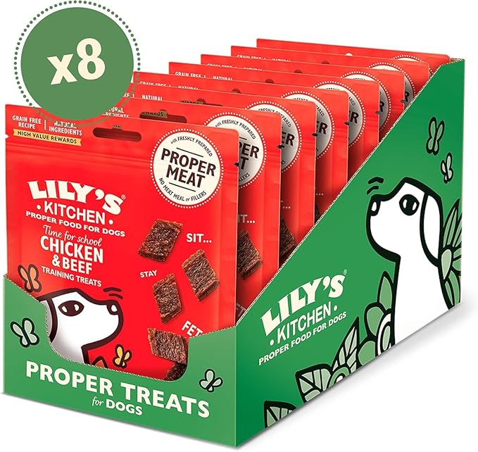 Lily's Kitchen Chicken & Beef Training Treats Natural Dog Snacks for Small, Medium & Large Breeds -8x 70g Multipack Grain-Free, Healthy Bites for Adult Dogs