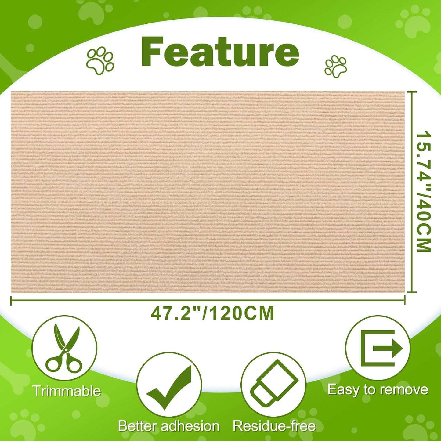 ENONCI Cat Scratch Mat Self-Adhesive Sofa Furniture Protector for Cats Washable, Trim-to-Fit, Claw-Resistant Polyester Shield (Multiple Sizes & Colours)