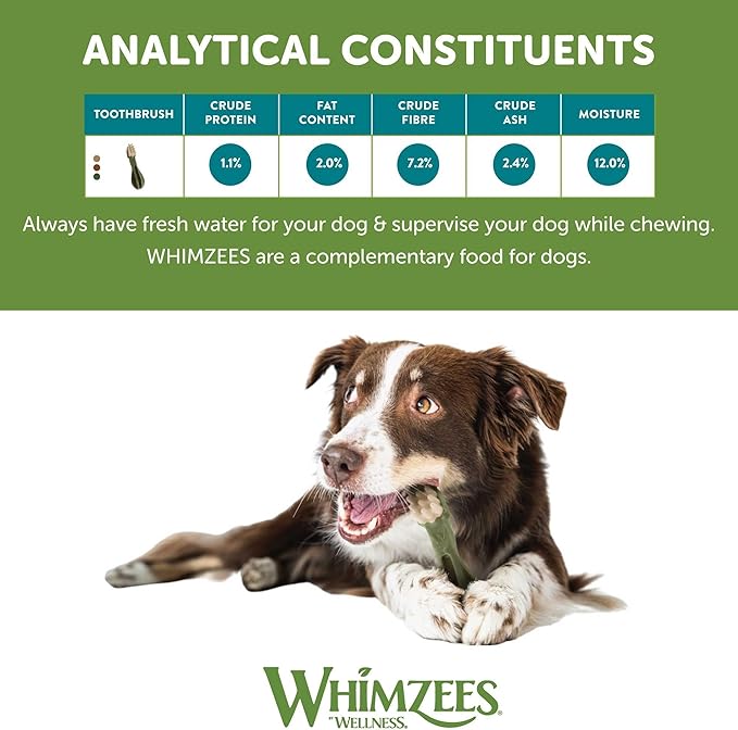 WHIMZEES Natural Grain-Free Dog Dental Chews Toothbrush Treats for Daily Oral Care 48-Pack for All Sizes (XS to Large) Low-Fat, Hypoallergenic, Plant-Based Dental Sticks