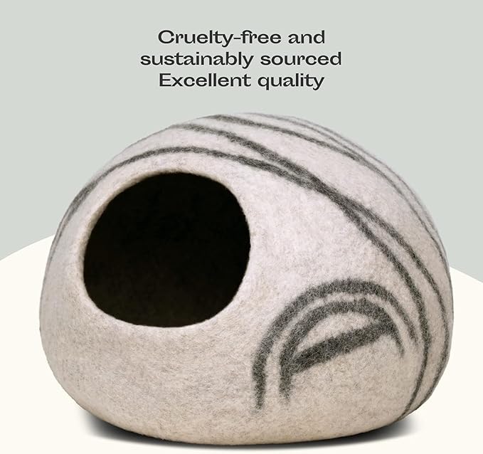 MEOWFIA Premium Wool Cat Cave Handcrafted Merino Felt Bed for Cats & Kittens Warm, Breathable, Stylish (Multiple Colours & Sizes)