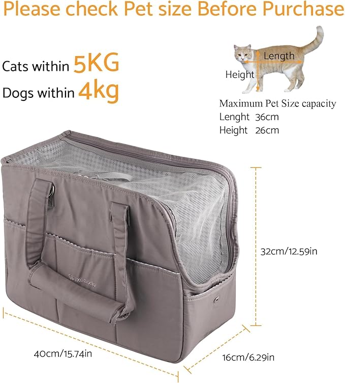 Maxetodo Soft-Sided Cat Carrier Bag β Airline-Approved, Lightweight Pet Travel Tote with Shoulder Strap