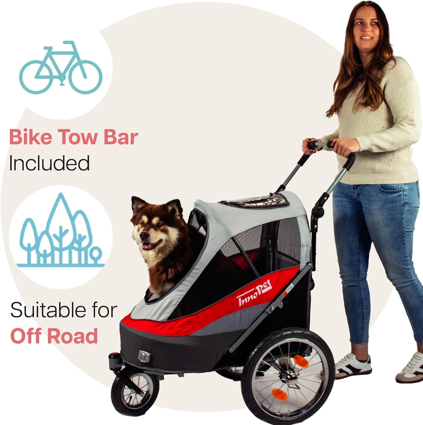 InnoPet Stroller & Bike Trailer Combo for Dogs & Cats – Up to 30kg