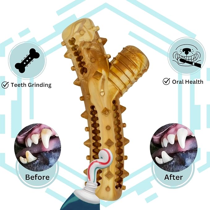 Pawfect Family Natural Rubber Treat Toys for Dogs - 2pc Set (Chew Log + Enrichment Ball), Eco-Friendly & Durable, Anxiety Relief & Dental Care