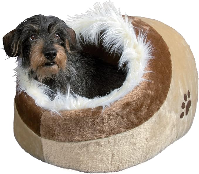 Trixie Minou Cuddly Cave Cozy Hideaway for Cats & Small Dogs Faux Fur Interior, Foam Padding, Anti-Slip Bottom Brown/Beige