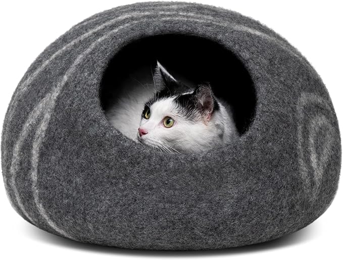 MEOWFIA Premium Wool Cat Cave Handcrafted Merino Felt Bed for Cats & Kittens Warm, Breathable, Stylish (Multiple Colours & Sizes)