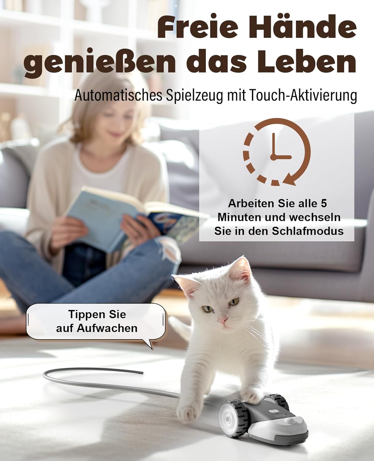 3-in-1 Rechargeable Cat Toy - Feather, String, & Mouse Tail Combo with 2-Speed Movement