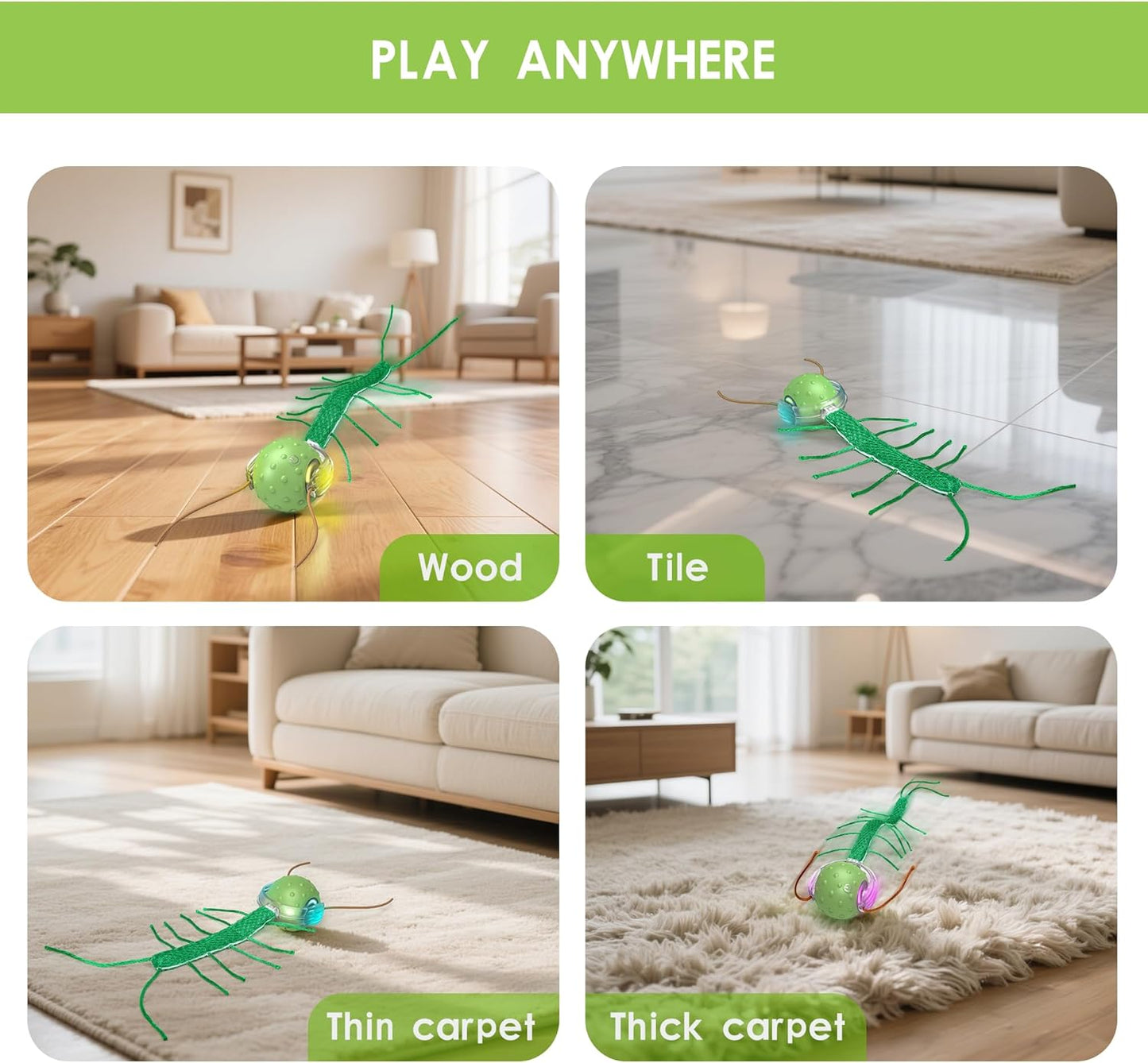 Rechargeable Dual-Tail Cat Toy with Bird Sounds Smart Enrichment Ball for Indoor Cats
