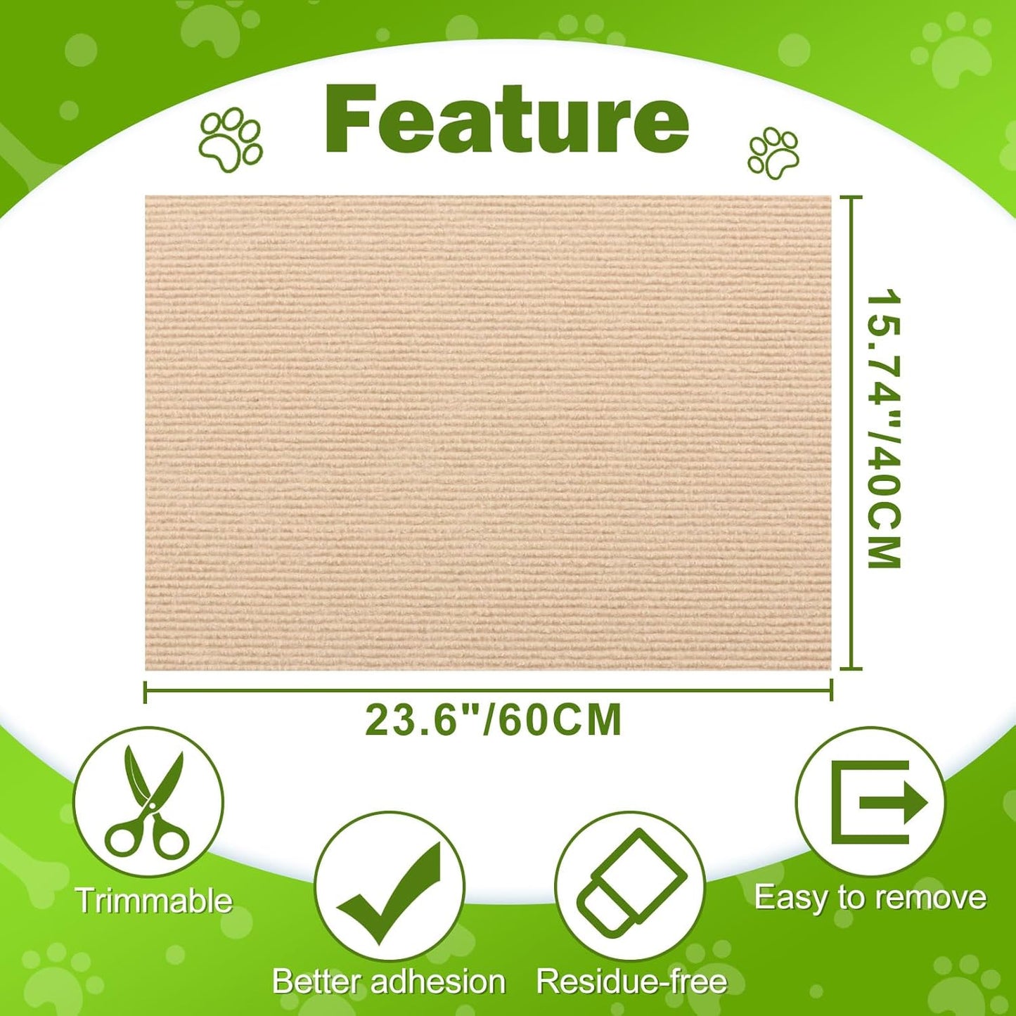 ENONCI Cat Scratch Mat Self-Adhesive Sofa Furniture Protector for Cats Washable, Trim-to-Fit, Claw-Resistant Polyester Shield (Multiple Sizes & Colours)