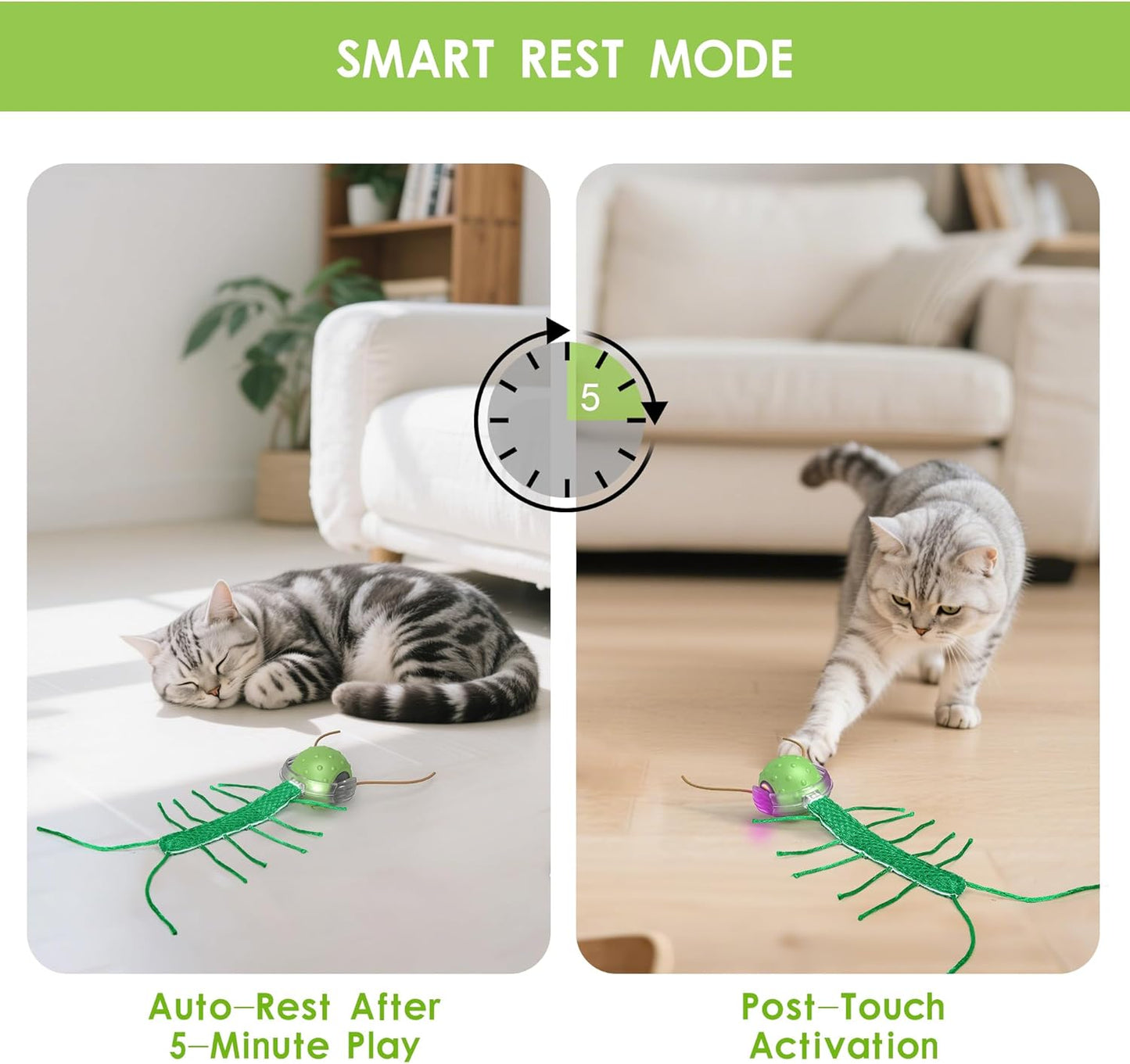 Rechargeable Dual-Tail Cat Toy with Bird Sounds Smart Enrichment Ball for Indoor Cats