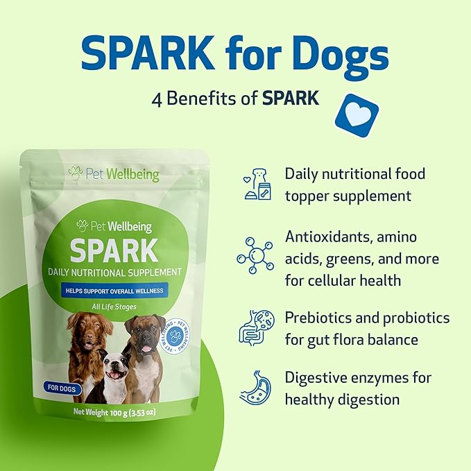 SPARK Daily Superfood for Dogs – Nutritional Greens with Probiotics, Enzymes, Spirulina & Vitamins