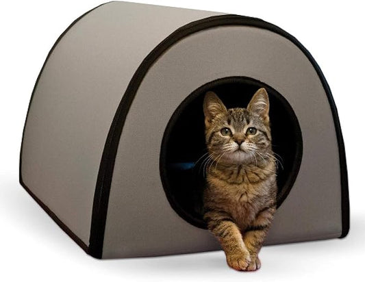 K&H Outdoor Heated Cat Shelter Waterproof Winter Haven for Feral & Outdoor Cats (21"x14"x13")