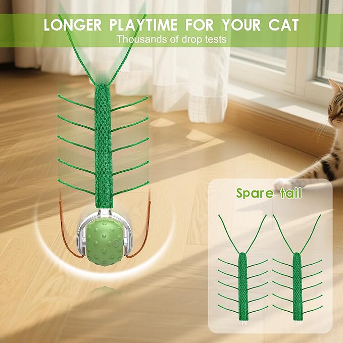 Rechargeable Dual-Tail Cat Toy with Bird Sounds Smart Enrichment Ball for Indoor Cats