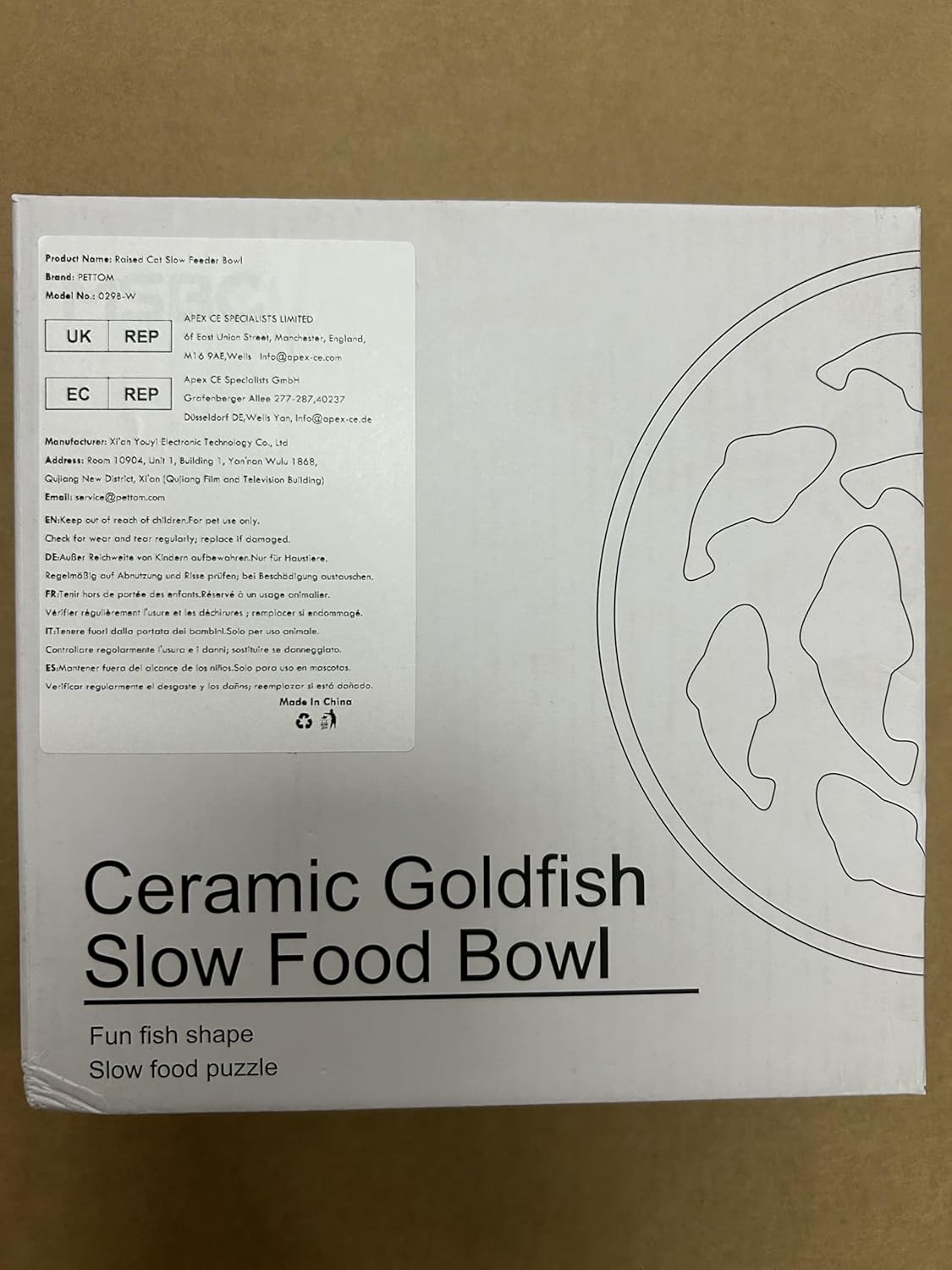 PETTOM Slow Feeder Cat Bowl with Bamboo Stand β Raised Ceramic Bowl for Tidy, Healthy Mealtimes