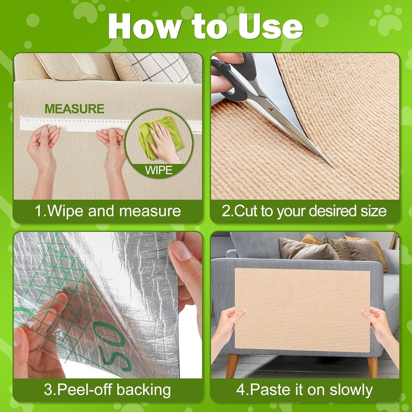 ENONCI Cat Scratch Mat Self-Adhesive Sofa Furniture Protector for Cats Washable, Trim-to-Fit, Claw-Resistant Polyester Shield (Multiple Sizes & Colours)