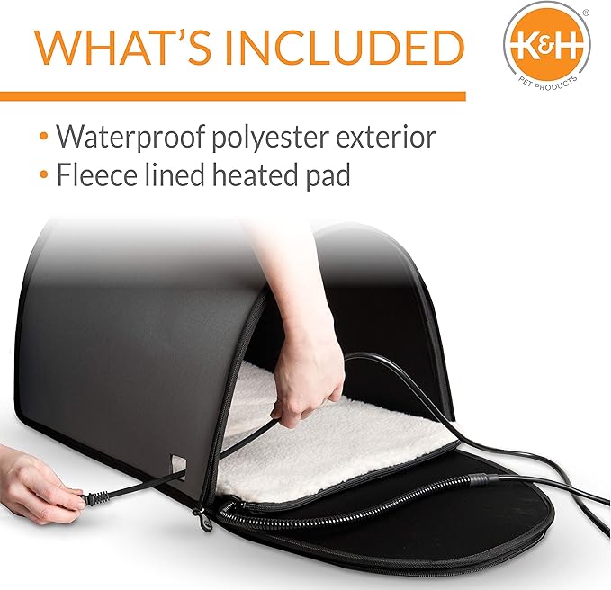 K&H Outdoor Heated Cat Shelter Waterproof Winter Haven for Feral & Outdoor Cats (21"x14"x13")