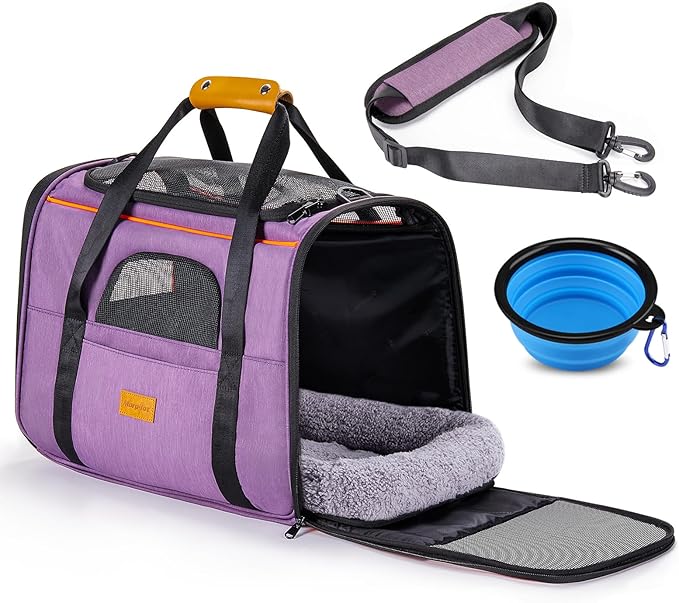 Morpilot Expandable Airline Pet Carrier Soft-Sided Travel Bag for Cats & Small Dogs, Foldable & Breathable with Safety Leash (Multiple Sizes & Colours)