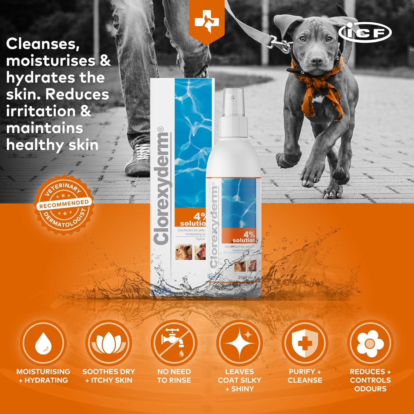 ICF Antibacterial Spray for Cats & Dogs β Vet-Approved Relief for Scratches, Itchy Skin & Hot Spots (200ml)