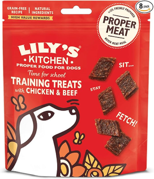 Lily's Kitchen Chicken & Beef Training Treats Natural Dog Snacks for Small, Medium & Large Breeds -8x 70g Multipack Grain-Free, Healthy Bites for Adult Dogs