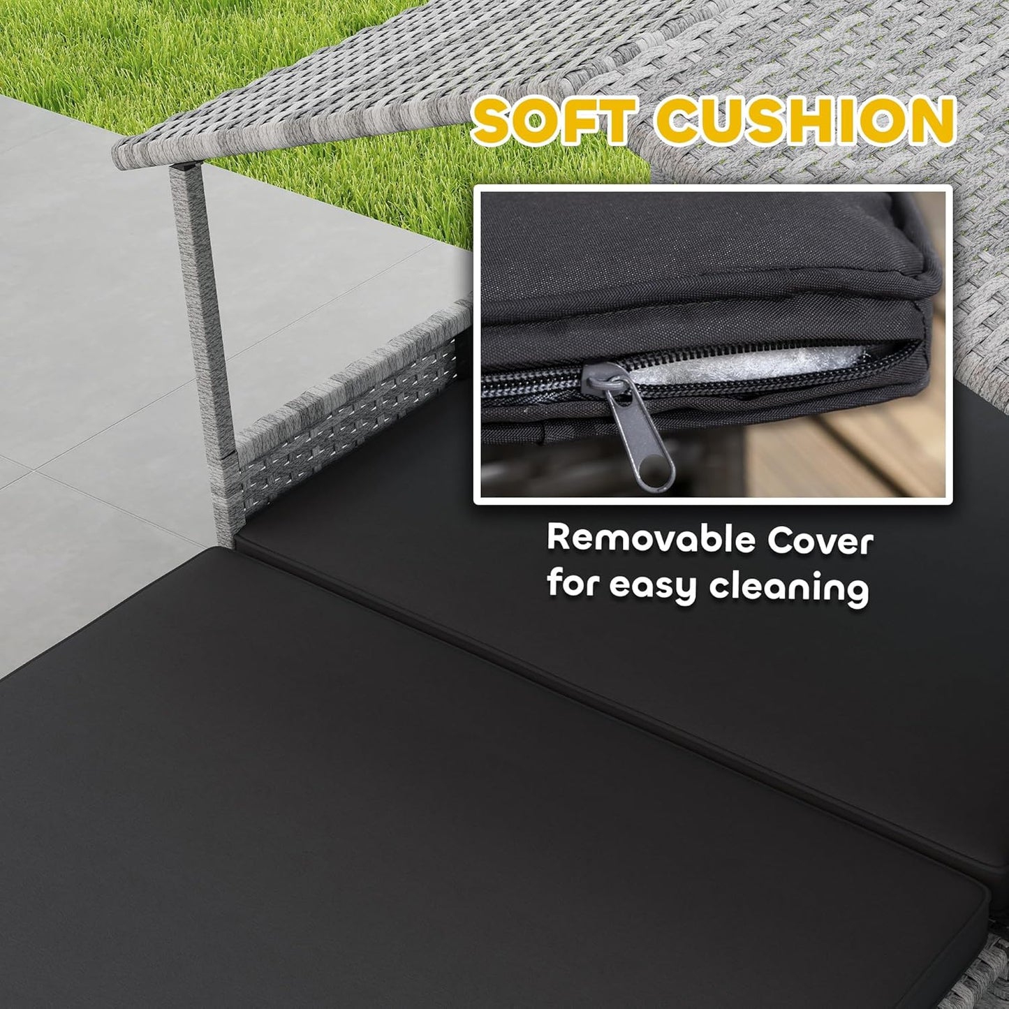 PawHut Outdoor Wicker Dog Bed with Shade Roof Cozy Rattan Shelter with Cushion for Small to Medium Dogs