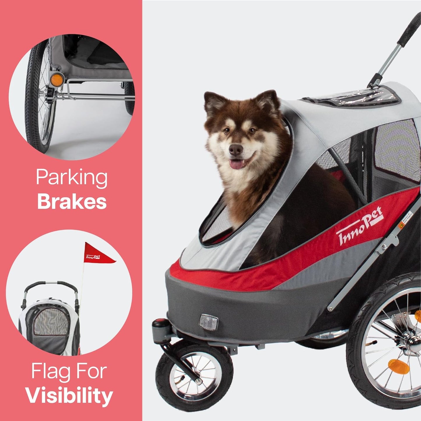 InnoPet Stroller & Bike Trailer Combo for Dogs & Cats – Up to 30kg