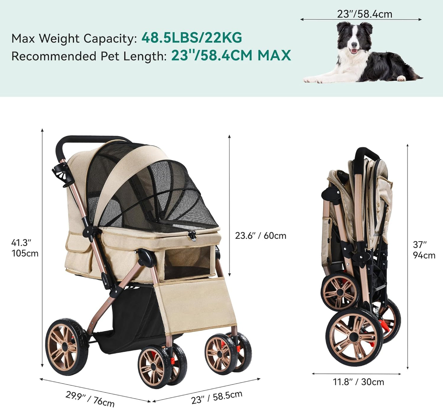 YITAHOME Dog Stroller β Luxury Wheels for Lazy Paws