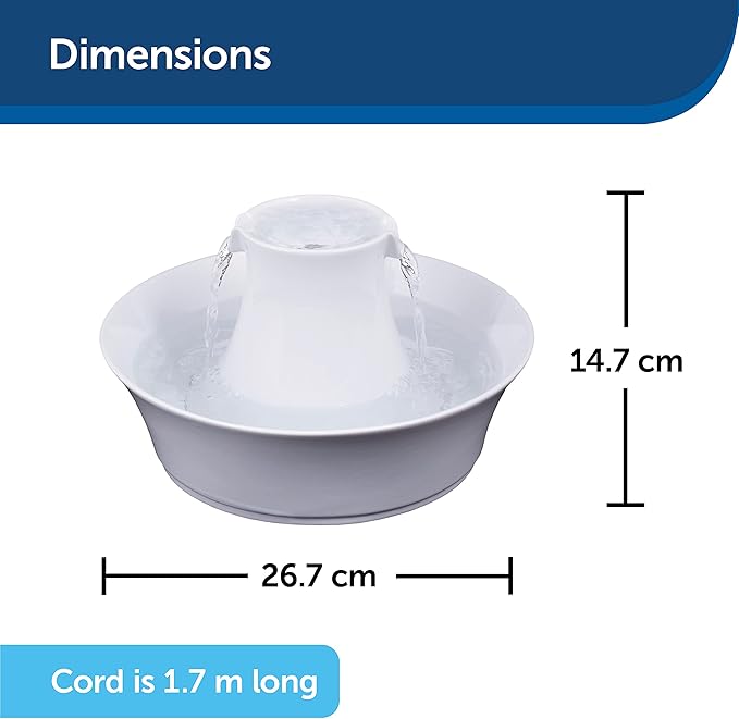 Ceramic Avalon Pet Fountain – 2L Dual-Stream Drinking Fountain for Cats & Small Dogs, Stylish & Hygienic by PetSafe