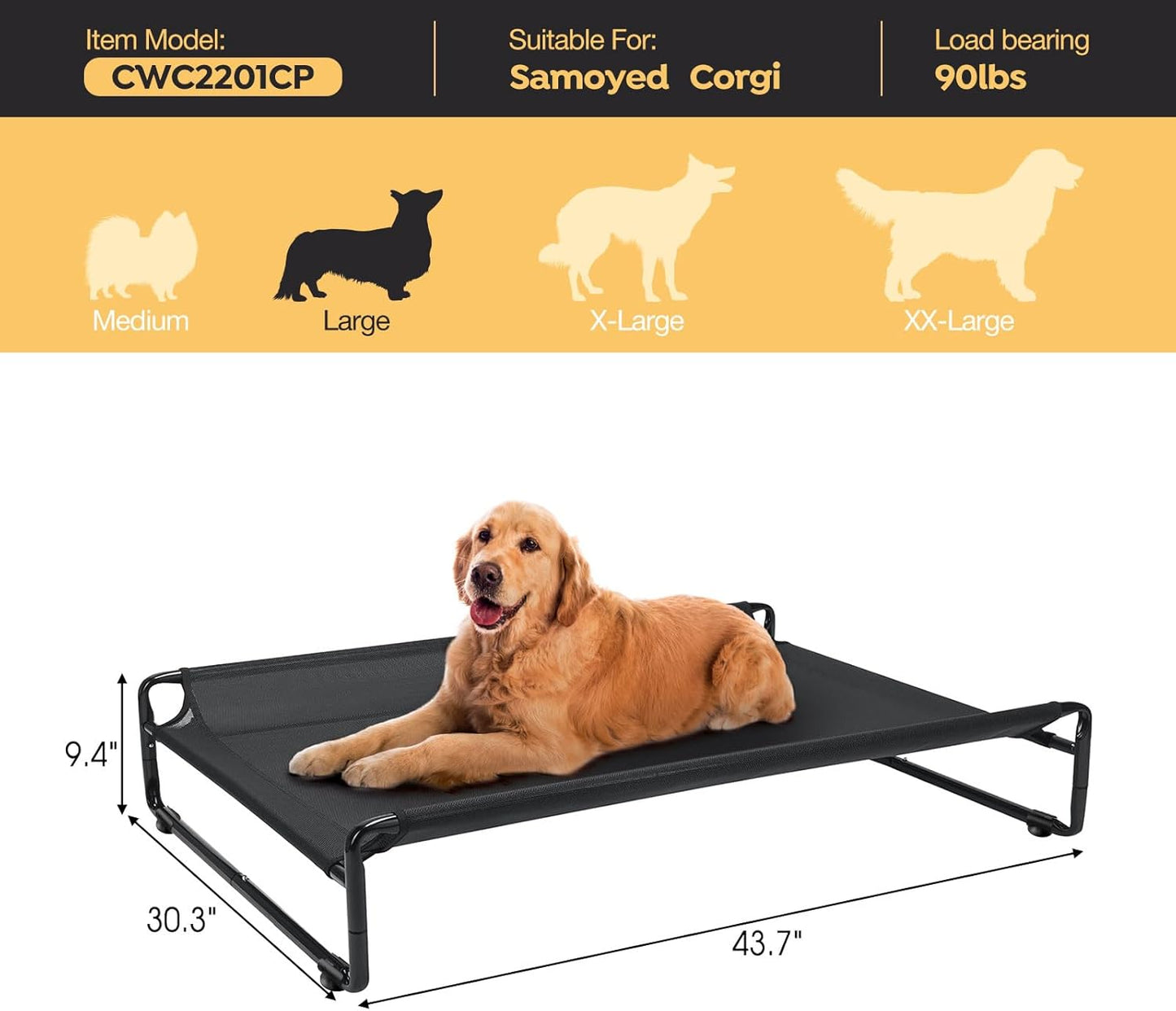 Veehoo Cooling Raised Dog Bed – Elevated Mesh Pet Cot for Summer Comfort (All Sizes Available)