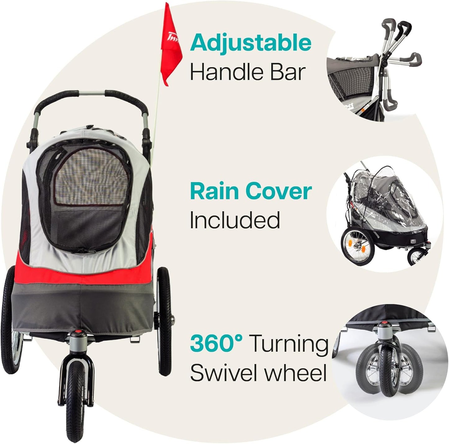 InnoPet Stroller & Bike Trailer Combo for Dogs & Cats – Up to 30kg