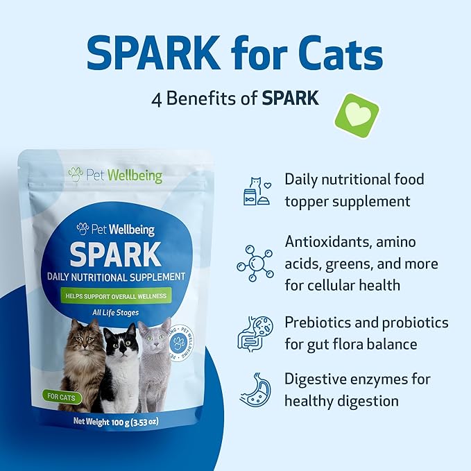 SPARK Daily Superfood for Cats – Probiotics, Greens, Spirulina & Antioxidants for Digestive & Immune Health