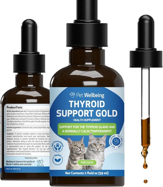 Thyroid Support Gold for Cats – Natural Herbal Formula for Hyperthyroidism, Appetite & Calm Energy
