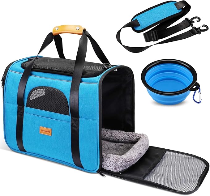 Morpilot Expandable Airline Pet Carrier Soft-Sided Travel Bag for Cats & Small Dogs, Foldable & Breathable with Safety Leash (Multiple Sizes & Colours)