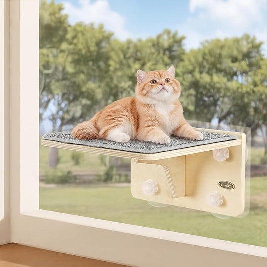Pecute Solid Wood Cat Window Hammock – Sunbathing Throne for Supreme Felines
