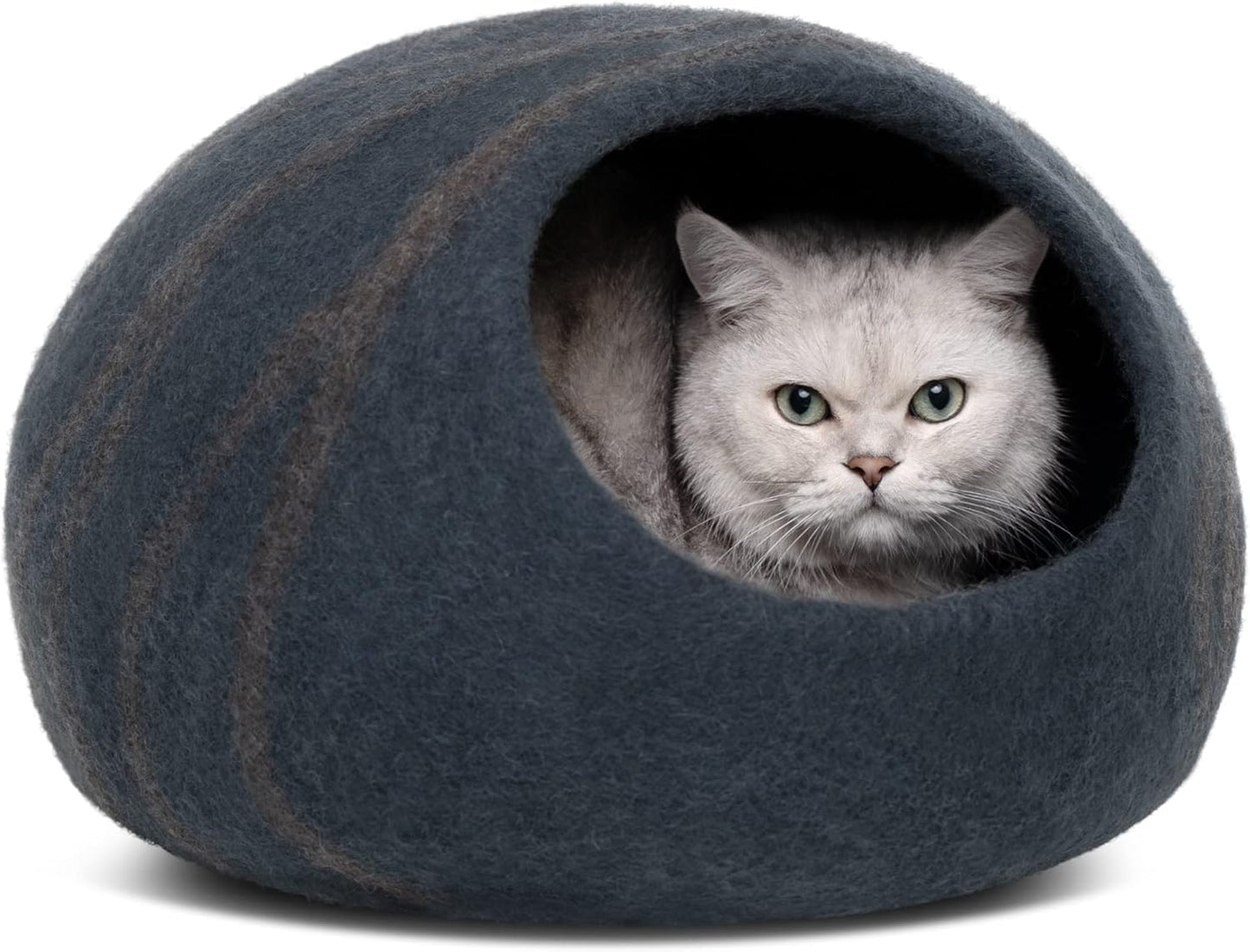 MEOWFIA Premium Wool Cat Cave Handcrafted Merino Felt Bed for Cats & Kittens Warm, Breathable, Stylish (Multiple Colours & Sizes)