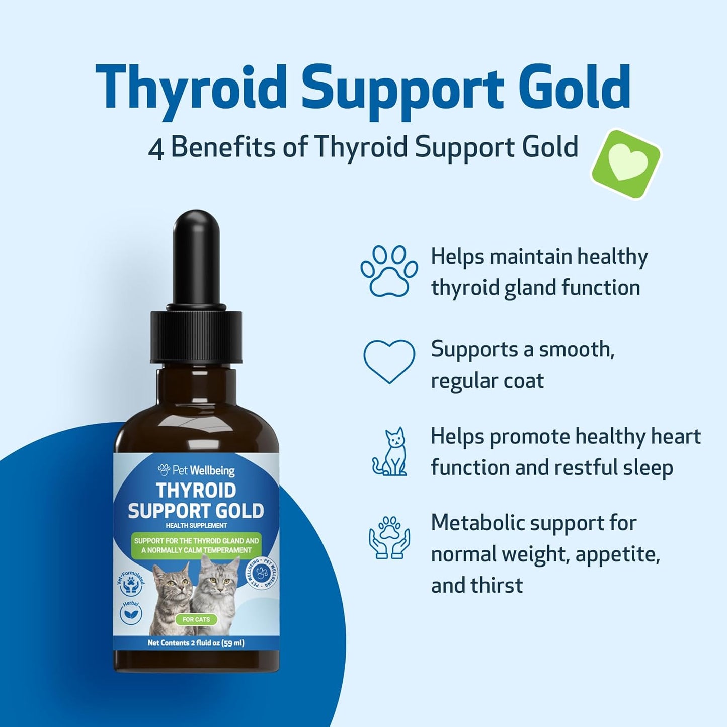 Thyroid Support Gold for Cats – Natural Herbal Formula for Hyperthyroidism, Appetite & Calm Energy