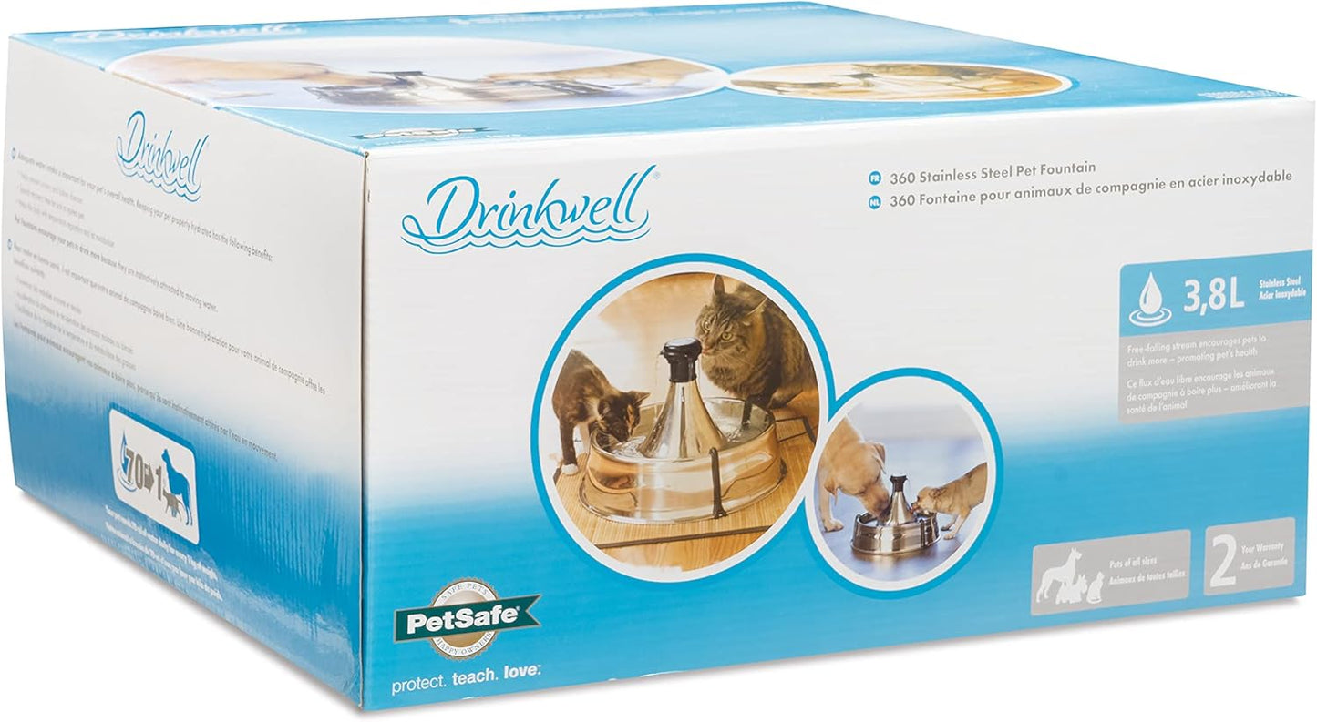 Adjustable 360 Stainless Steel Pet Fountain – 3.8L Customisable Drinking Station for Cats & Dogs by PetSafe