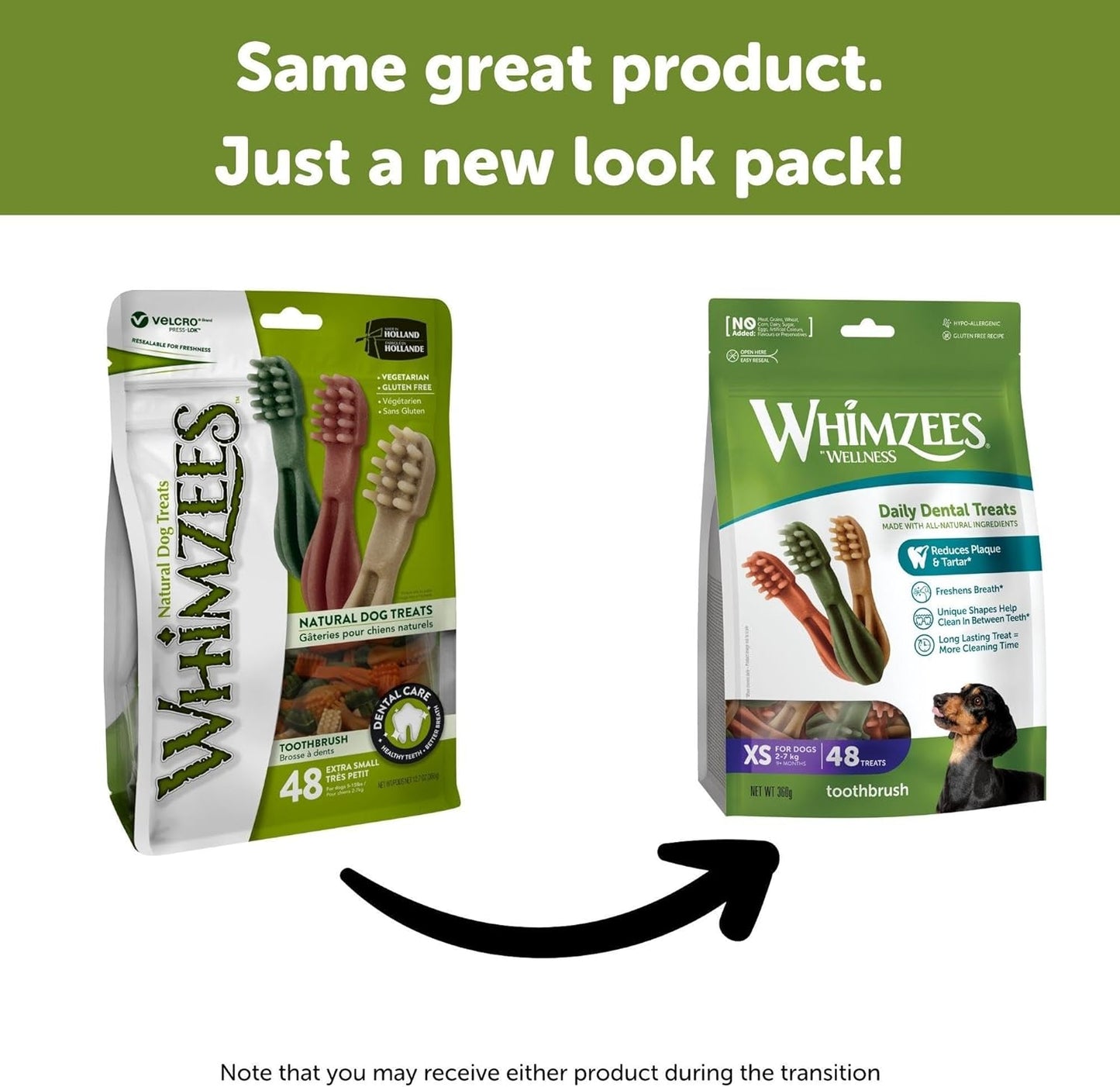 WHIMZEES Natural Grain-Free Dog Dental Chews Toothbrush Treats for Daily Oral Care 48-Pack for All Sizes (XS to Large) Low-Fat, Hypoallergenic, Plant-Based Dental Sticks