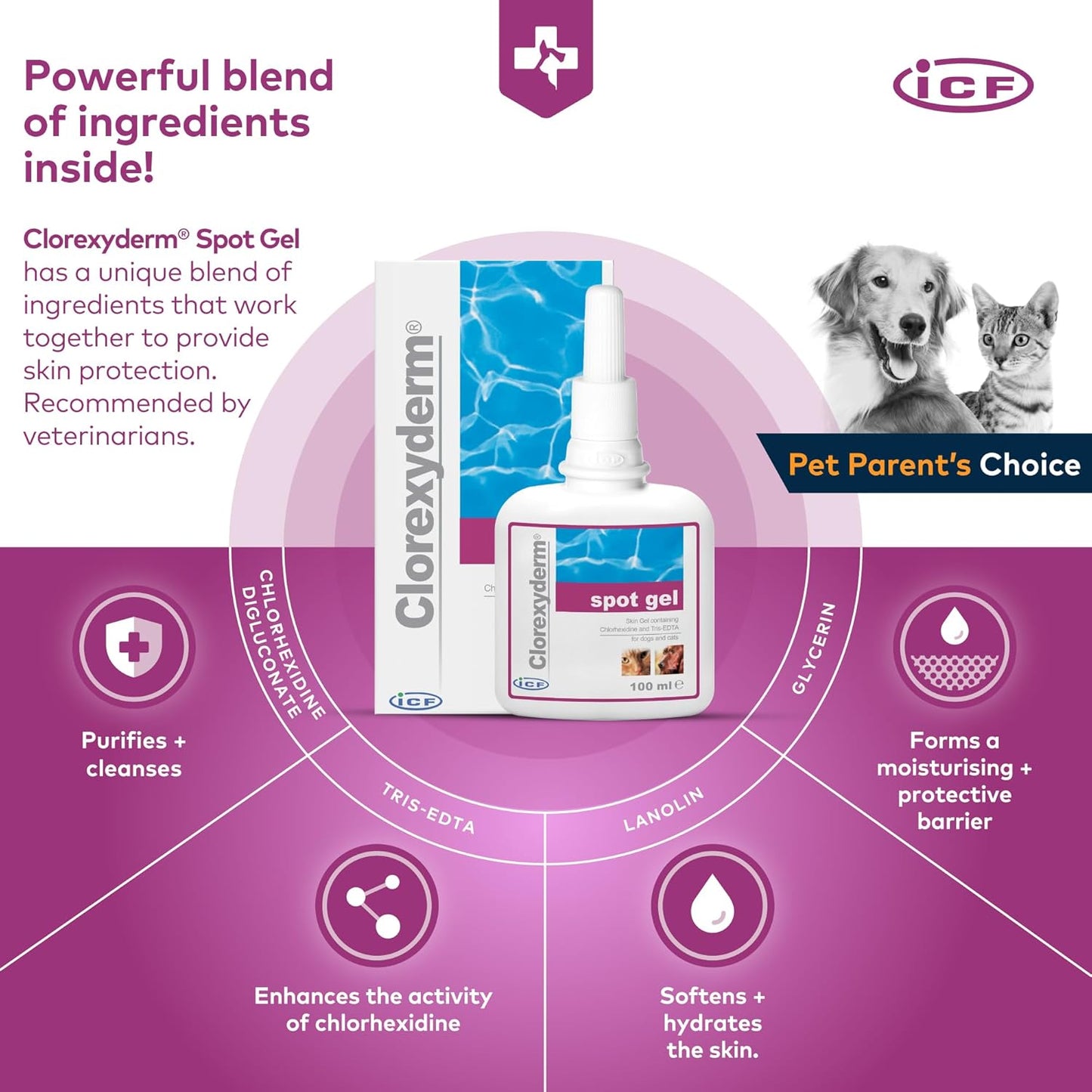 ICF Clorexyderm Gel – Advanced Skin Care for Cats & Dogs | Ideal for Paws, Folds, and Local Irritations