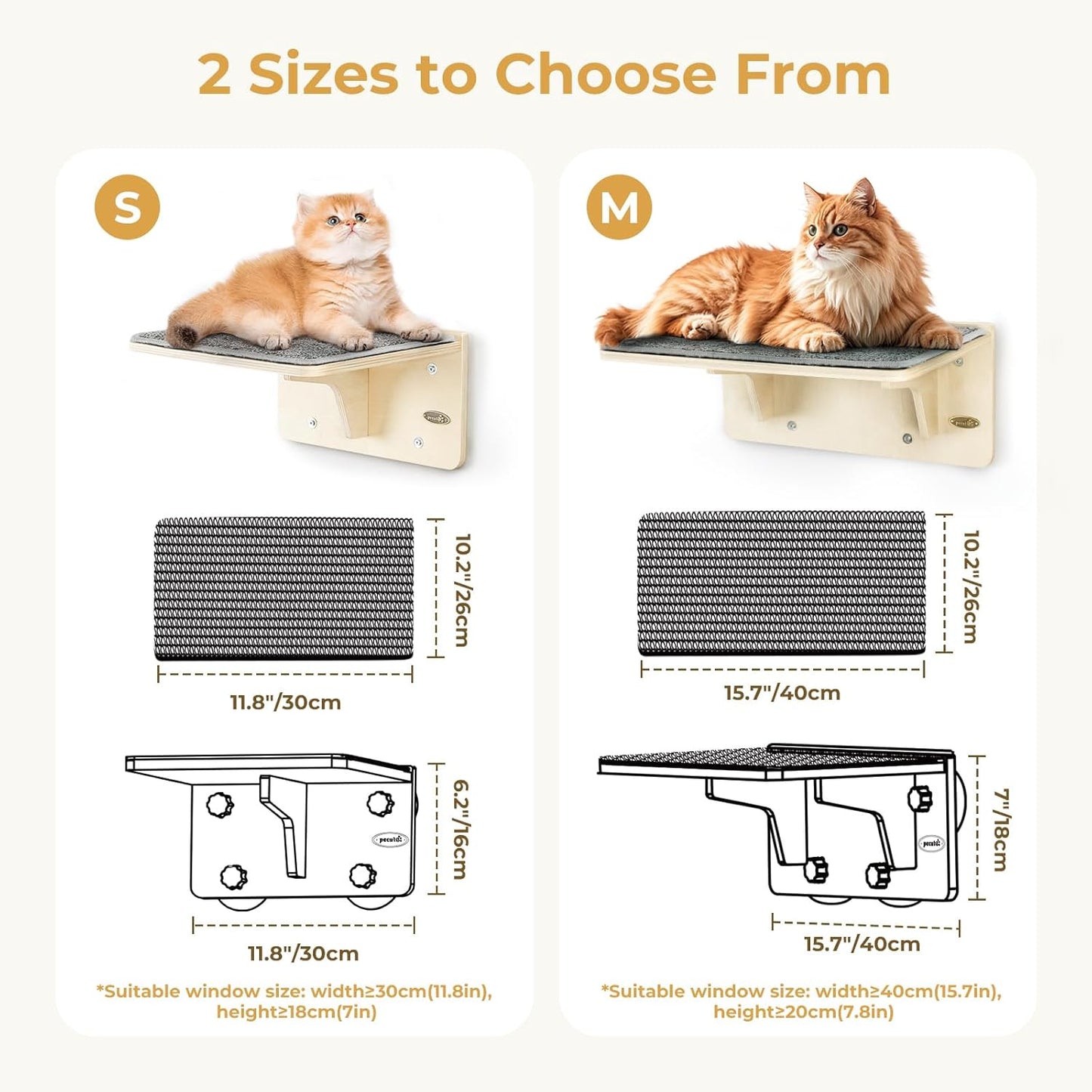 Pecute Solid Wood Cat Window Hammock – Sunbathing Throne for Supreme Felines