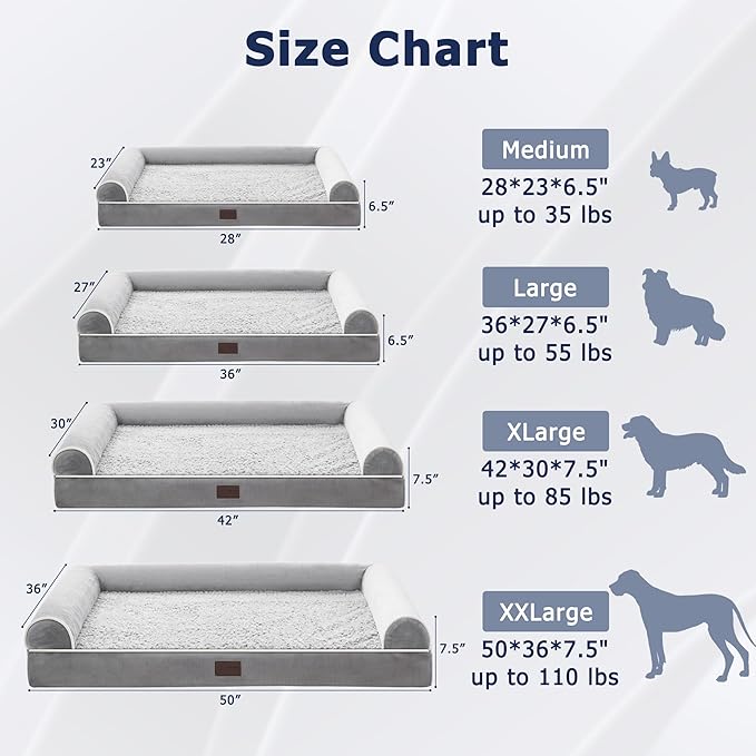 Orthopedic U-Shaped Dog Bed by WESTERN HOME – Waterproof, Washable, Comfy Sofa for Large Breeds (Multiple Sizes)