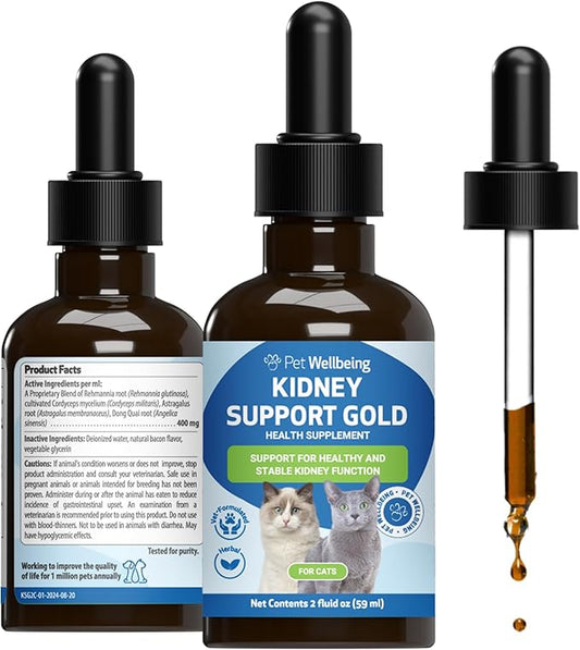 Kidney Support Gold for Cats – Natural Herbal Supplement for Kidney Function, Energy & Fluid Balance