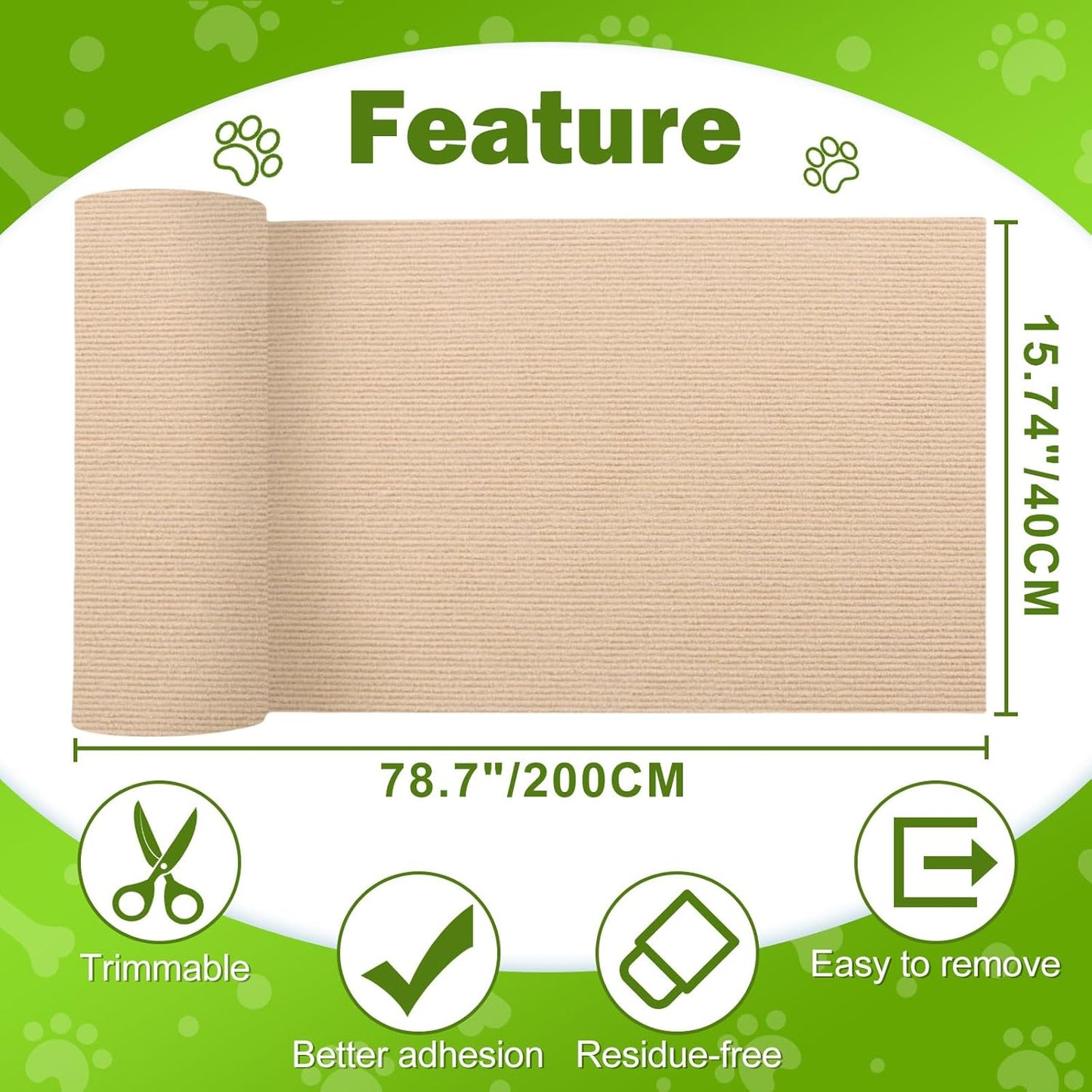 ENONCI Cat Scratch Mat Self-Adhesive Sofa Furniture Protector for Cats Washable, Trim-to-Fit, Claw-Resistant Polyester Shield (Multiple Sizes & Colours)