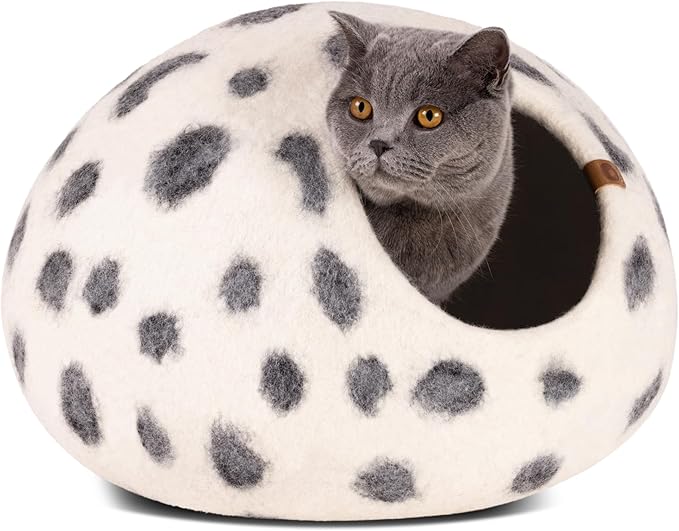 MEOWFIA Premium Wool Cat Cave Handcrafted Merino Felt Bed for Cats & Kittens Warm, Breathable, Stylish (Multiple Colours & Sizes)