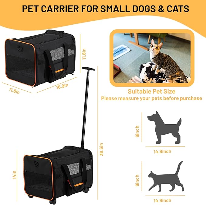 UNICITI Soft Cat & Dog Travel Carrier – Airline-Approved Pet Bag with Mesh Panels and Cozy Mat