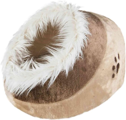 Trixie Minou Cuddly Cave Cozy Hideaway for Cats & Small Dogs Faux Fur Interior, Foam Padding, Anti-Slip Bottom Brown/Beige