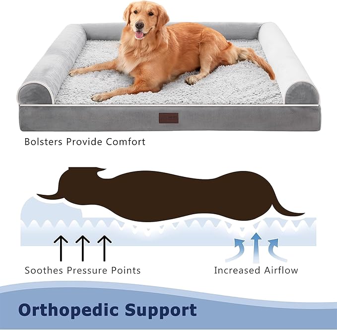 Orthopedic U-Shaped Dog Bed by WESTERN HOME – Waterproof, Washable, Comfy Sofa for Large Breeds (Multiple Sizes)