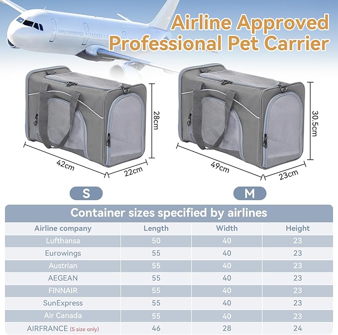Deluxe Airline-Approved Cat Carrier with Wheels – Foldable, Soft-Sided Pet Travel Bag