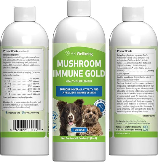 Mushroom Immune Gold – Reishi, Maitake & Turkey Tail for Dogs & Cats | Natural Immune Booster by Pet Wellbeing