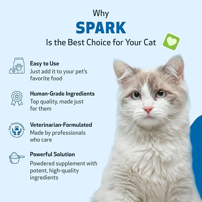 SPARK Daily Superfood for Cats – Probiotics, Greens, Spirulina & Antioxidants for Digestive & Immune Health